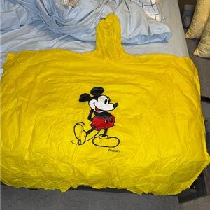 Vintage Disney Mickey Mouse Rain Poncho Yellow Vinyl Adult Size L PVC